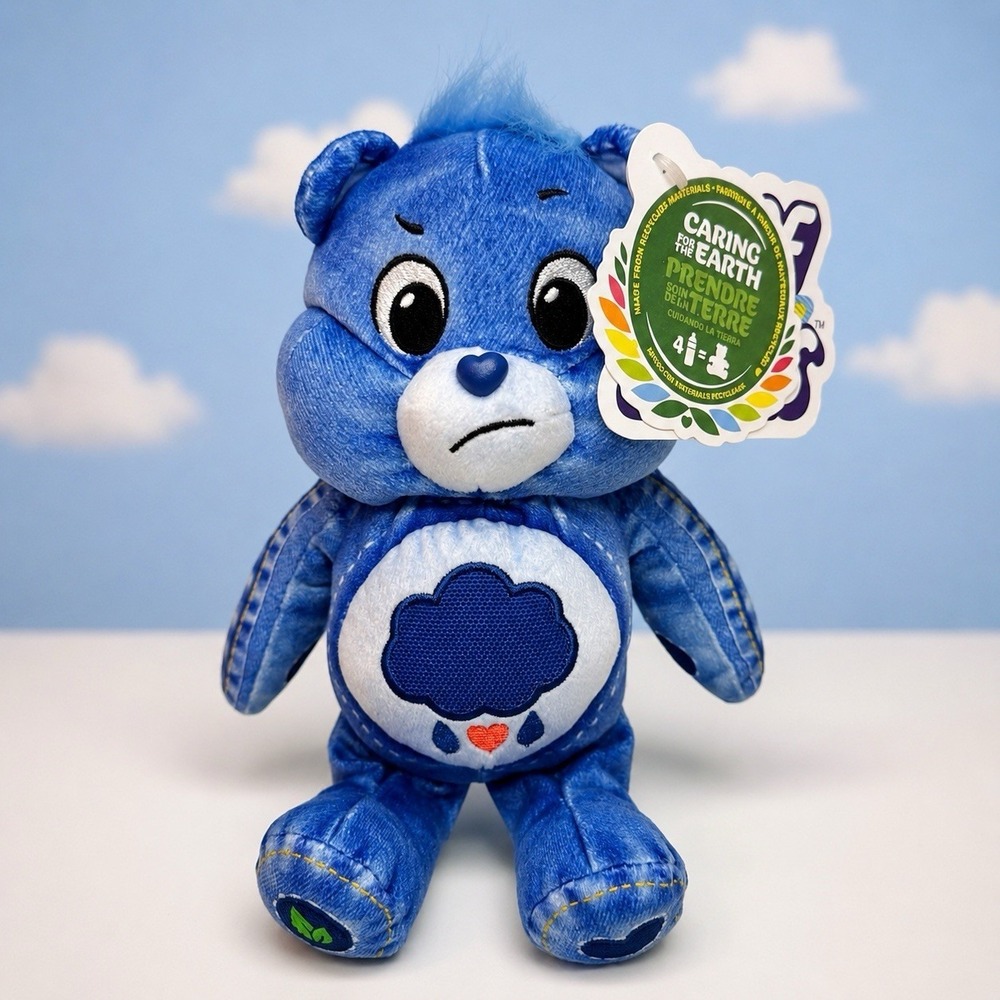 Care Bears Grumpy Bear Eco Denim Plush 9" Stuffed Animal NWT Blue Bear